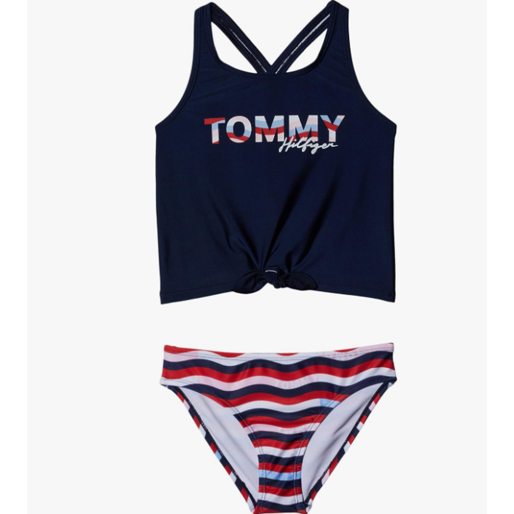 2 Piece Bathing Swimsuit Set Medium “Size 8/10"Wave Print Tankini,
